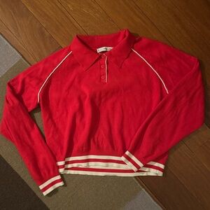 Mango Red Sweater with White Trim